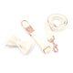 Dog Collar Leash Bow Tie Set | Velvet Cream with Rose Gold Buckle Dog Set 