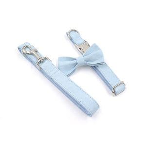 Adjustable Pet Soft  Dog Collar Leash Bow Tie Set